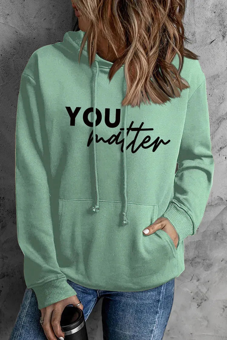Front And Back Letters Women's Printed Wear Hooded - Bellarte Enchanté Front And Back Letters Women's Printed Wear Hooded